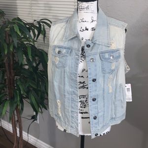 New with tags Bongo distressed denim vest